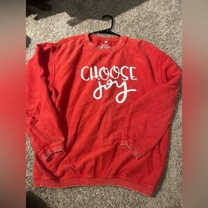 Choose Joy Ribbed Oversized Crewneck - Christmas Holiday 100% Cotton